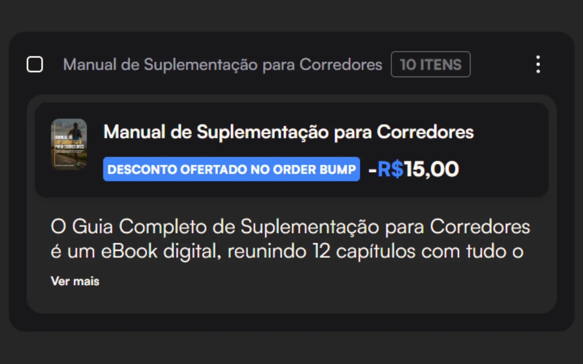 Configuração de checkout e oferta complementar
